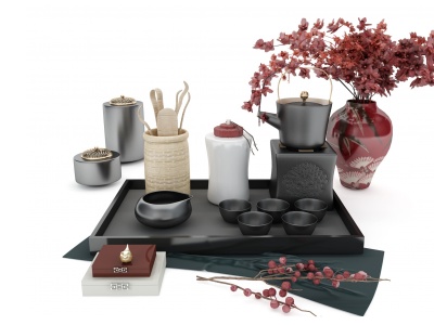 新中式茶具摆件装饰品模型3d模型