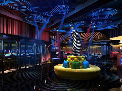 3d工业风酒吧娱乐空间模型