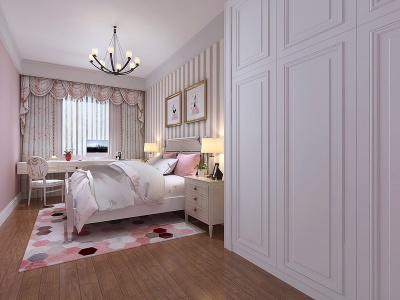 美式现代女儿房卧室模型3d模型