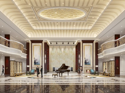 3d欧式古典酒店大厅模型