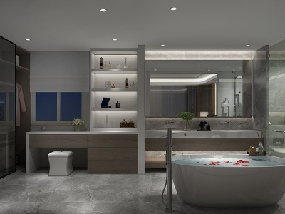 3d现代卧室现代卫生间模型