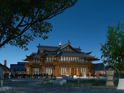 中式古建商业街会所模型3d模型