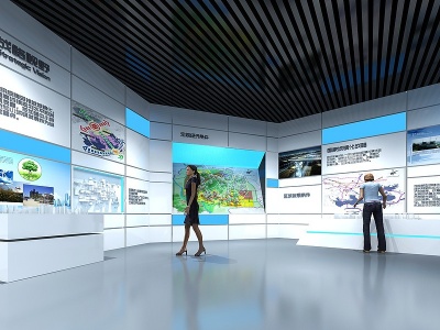 现代城市展厅电子显示屏模型3d模型