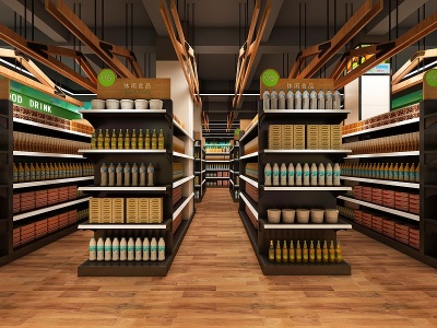 3d现代超市杂货铺零食店模型