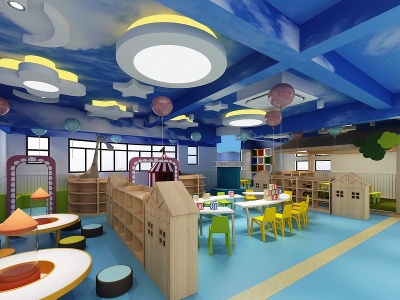 3d幼儿园活动中心乐高区模型
