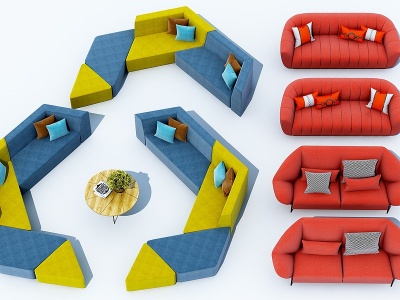 3d现代组合沙发模型