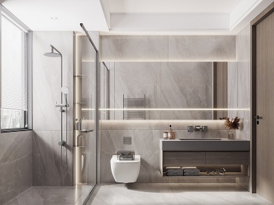 3d现代卫生间淋浴间模型
