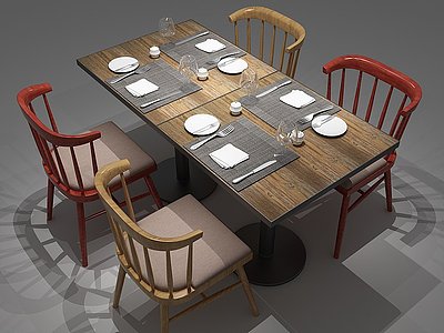 工业风餐桌咖啡桌模型3d模型