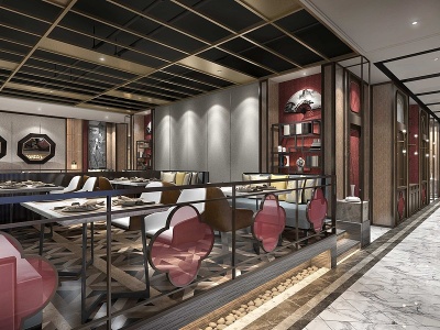 3d现代餐厅餐饮空间模型