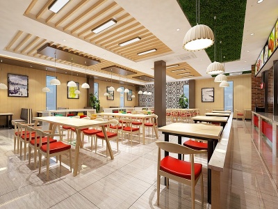 3d现代服务区快餐厅模型