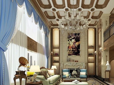 3d法式别墅沙发组合模型