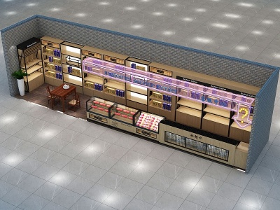 现代烟酒柜超市烟酒服务台模型