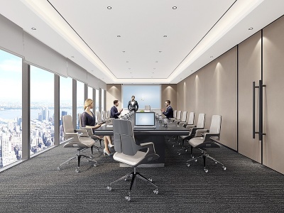 3d大视频会议室会议桌椅模型
