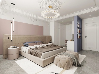 3d简欧家居卧室模型