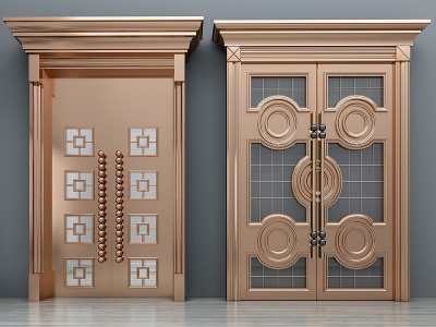 欧式实木金属双开门组合模型3d模型