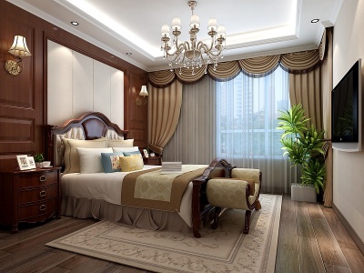 美式简约卧室床家具床模型3d模型