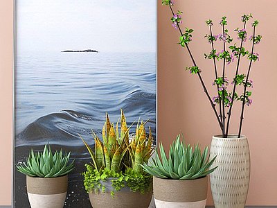 北欧盆景盆栽花瓶模型3d模型