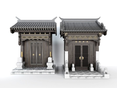 3d中式古典古建门头模型