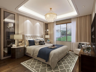 3d简欧式客厅卧室模型