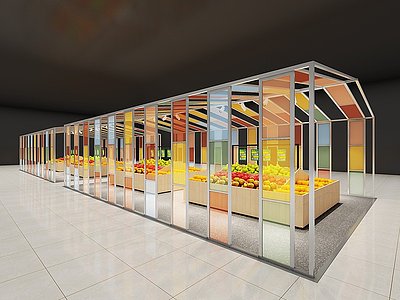 3d现代水果店模型