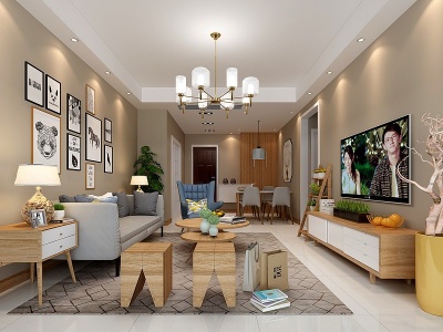 北欧客厅公寓室内模型3d模型