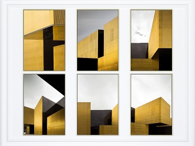 3d挂画现代建筑艺术组合画模型
