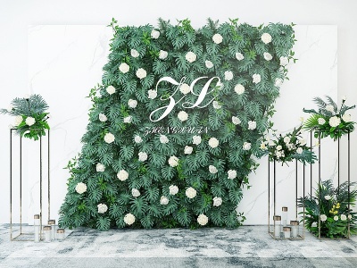 鲜花植物墙绿植背景墙模型3d模型