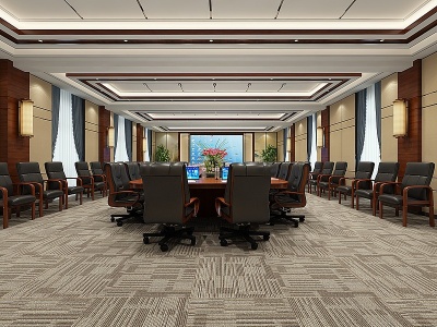 3d现代会议室会议座椅会议桌模型