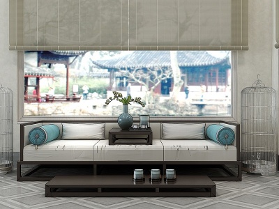 新中式沙发床榻罗汉床模型3d模型