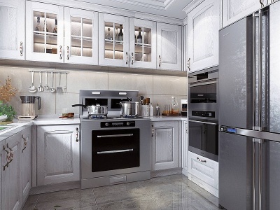 3d欧式风格厨房橱柜模型