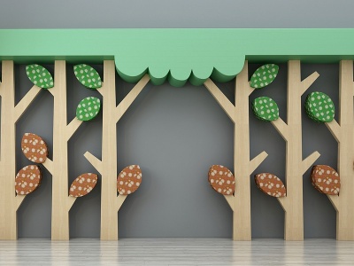 3d现代儿童卡通树树墙饰模型