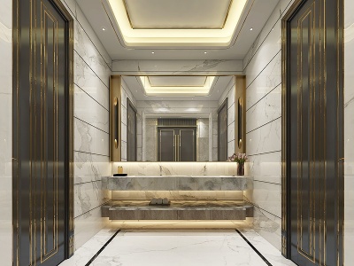3d新中式卫生间酒店卫生间模型