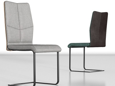 3d现代金属布艺单椅组合模型