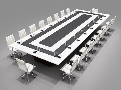 3d现代会议桌椅办公桌椅模型