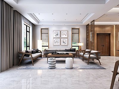 日式简约客厅空间模型3d模型
