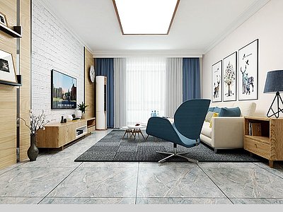 北欧客厅沙发模型3d模型