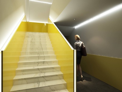 3d现代办公室楼梯间模型