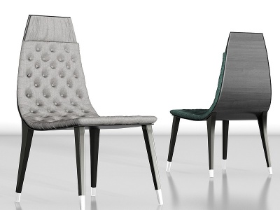 3d现代简欧实木布艺单椅组合模型