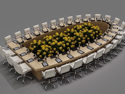 现代会议桌组合模型3d模型