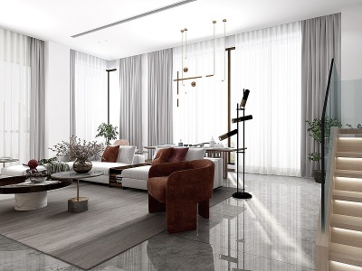 3d现代轻奢客厅转角沙发模型