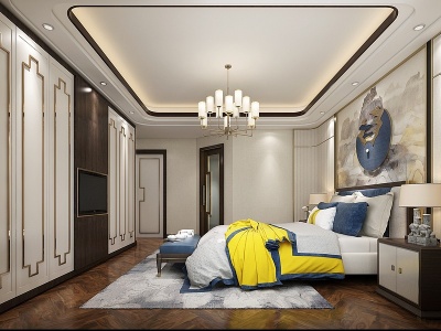 新中式卧室主卧模型3d模型