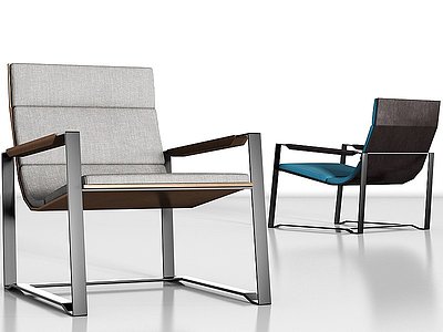 3d现代金属皮革单椅组合模型