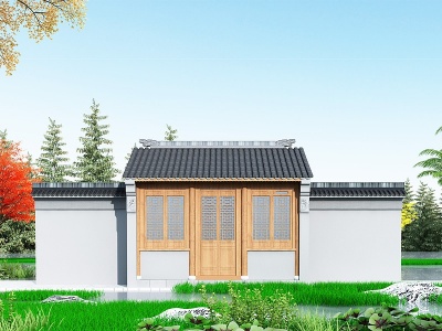 中式入口大门模型3d模型