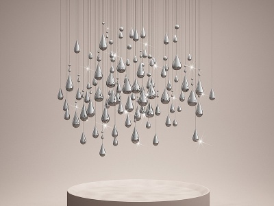 3d现代水滴金属吊灯模型