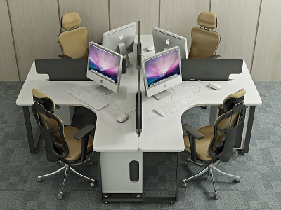 现代办公桌椅电脑椅子模型3d模型