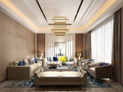 3d现代美式客厅模型