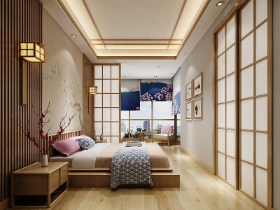 3d新中式酒店客房民宿模型