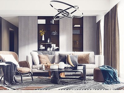现代客厅现代沙发组合模型3d模型