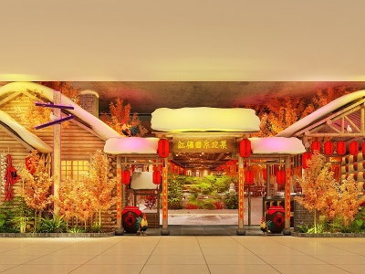 3d中式主题餐厅模型