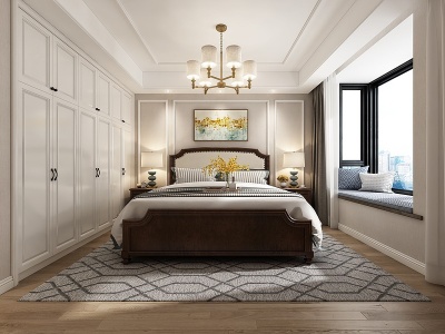现代美式卧室模型3d模型
